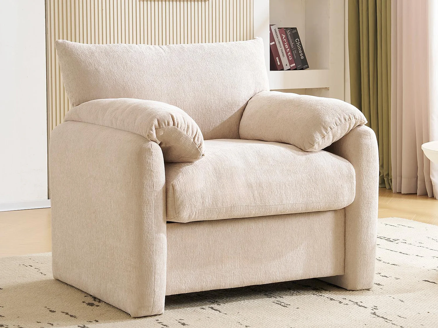 Fauteuil simple en chenille - Beige
