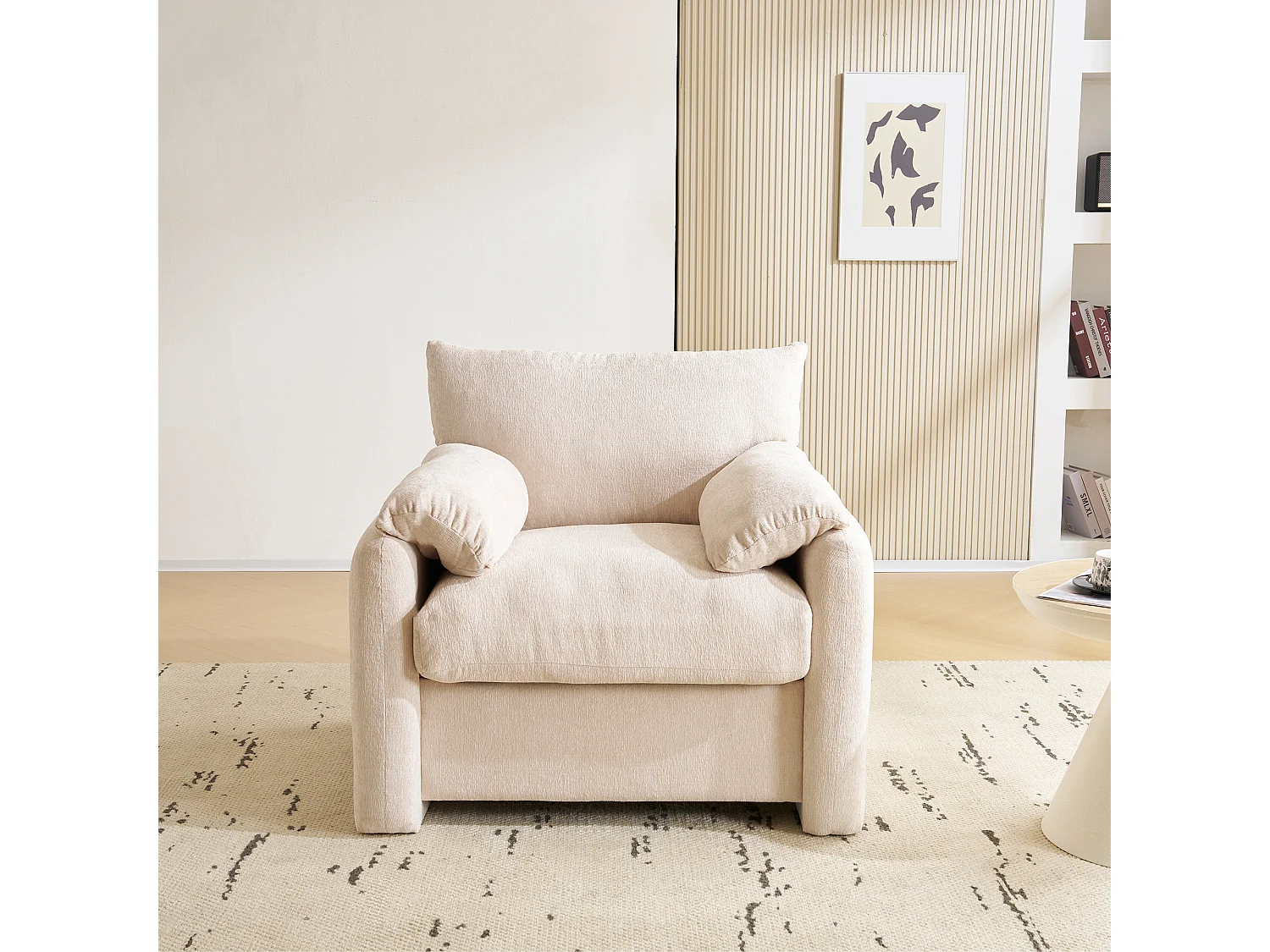 Fauteuil simple en chenille - Beige