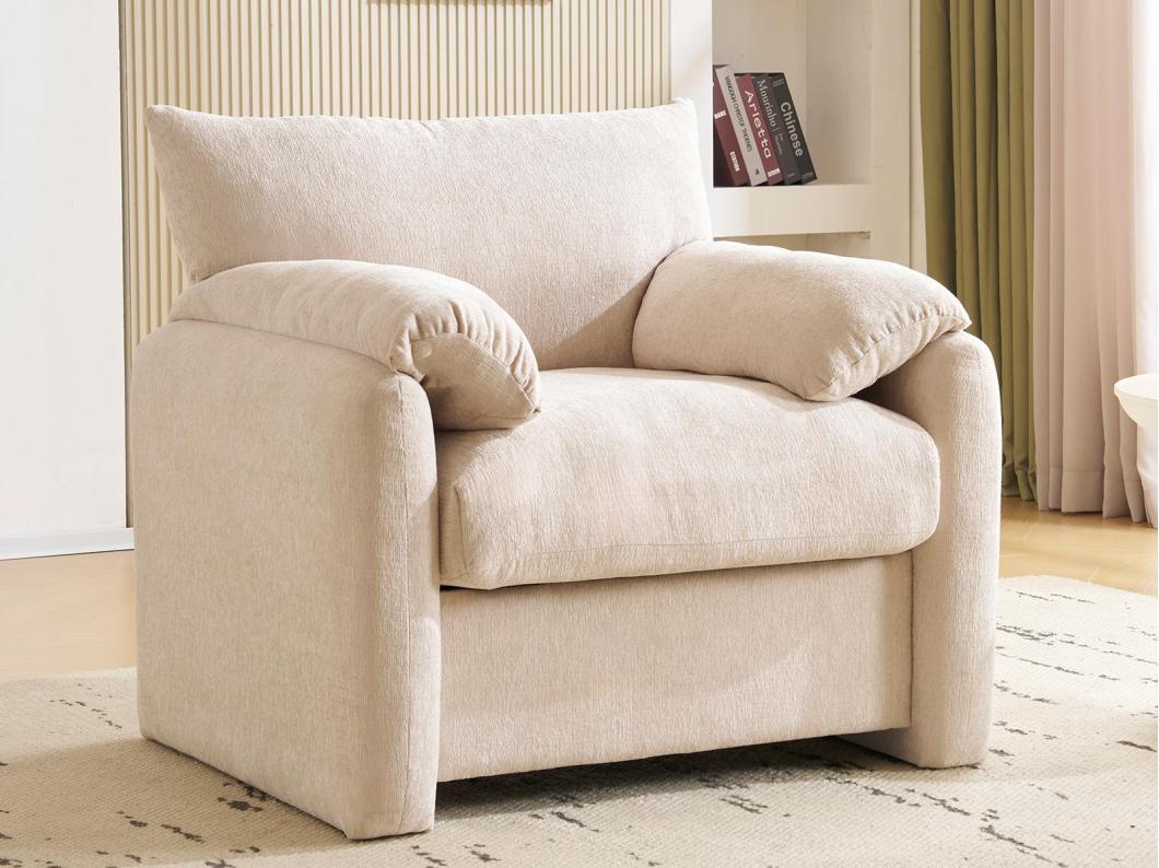 Enkele chenille fauteuil - Beige