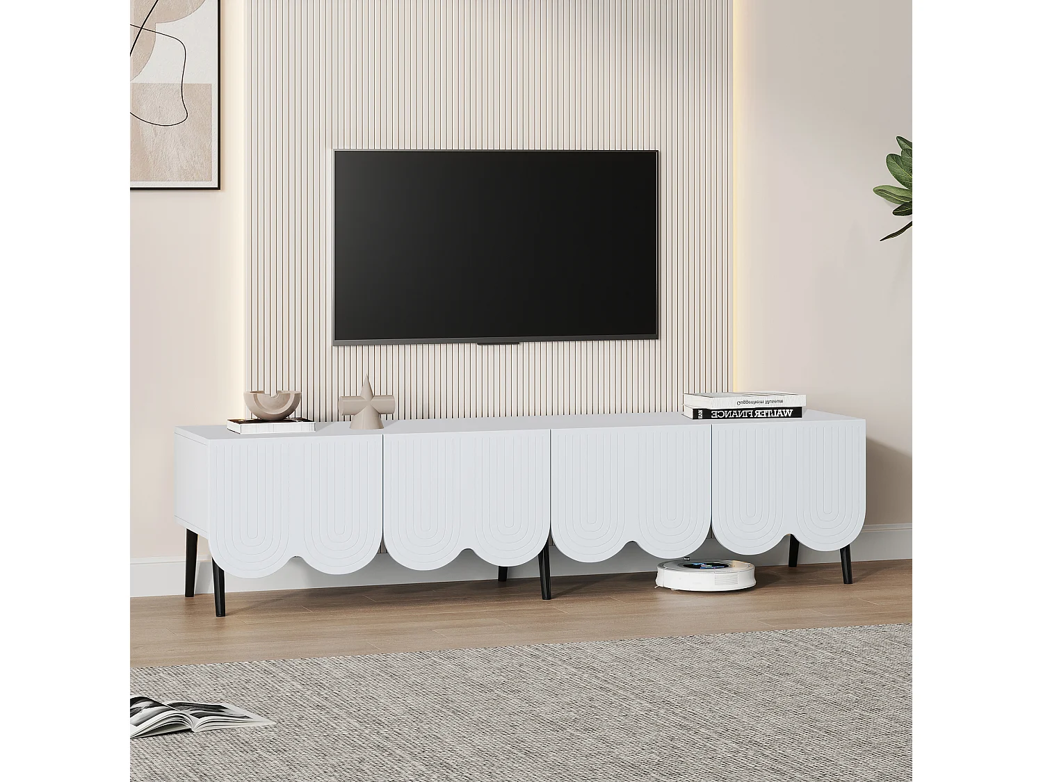 Móvel TV 180cm - 4 portas 2 compartimentos - aglomerado - Branco