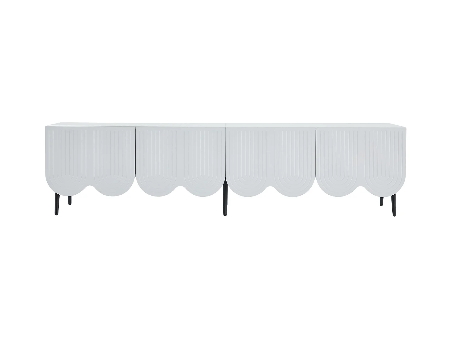 Meuble TV 180cm - 4 portes 2 compartiments - panneaux de particules - Blanc