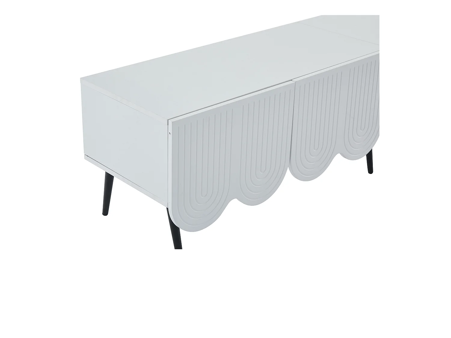 Meuble TV 180cm - 4 portes 2 compartiments - panneaux de particules - Blanc