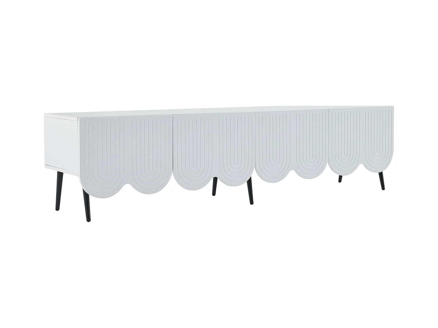 Meuble TV 180cm - 4 portes 2 compartiments - panneaux de particules - Blanc