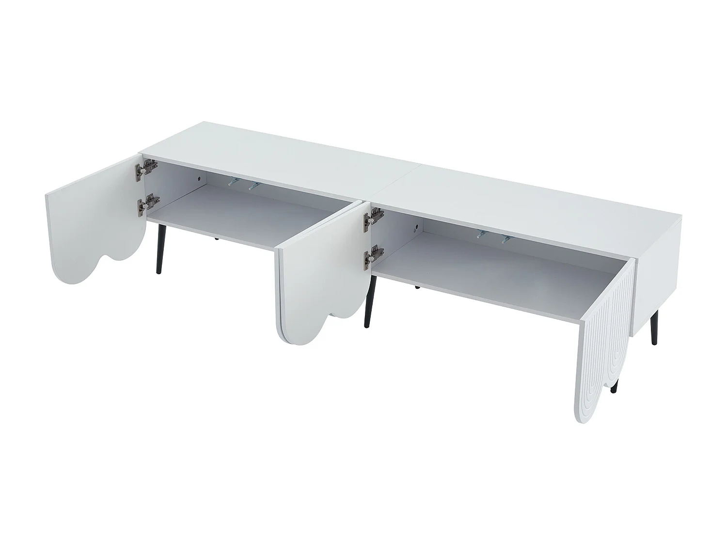 Meuble TV 180cm - 4 portes 2 compartiments - panneaux de particules - Blanc