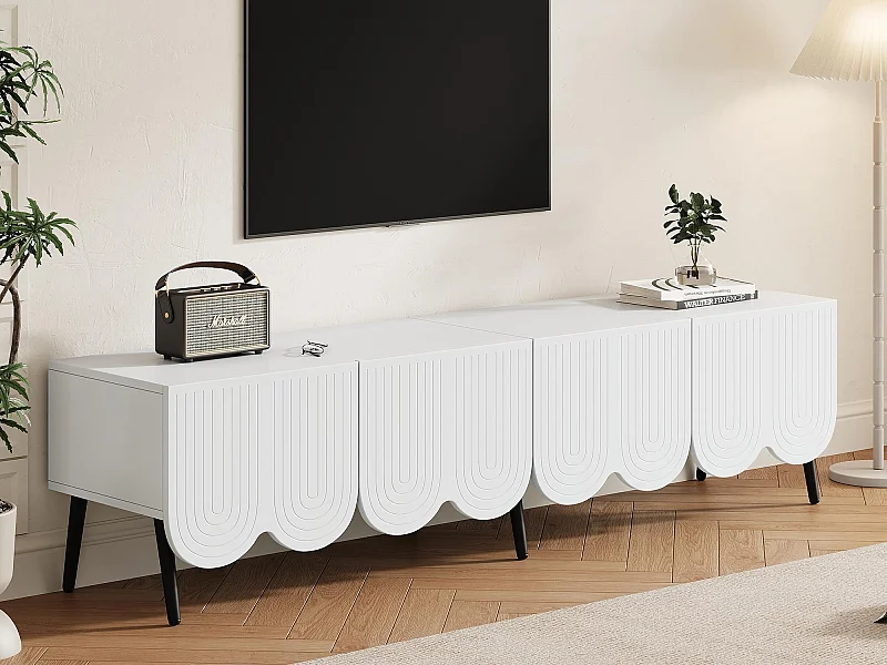 Meble TV 180 cm - 4 drzwi 2 przegrody - panele wiórowe - Biały