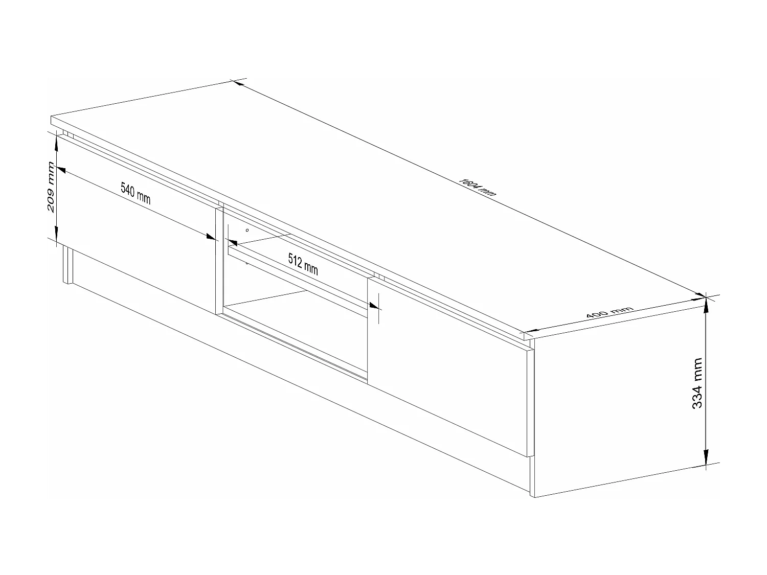 meuble tv blanc 160 cm 2 portes 2 étagères 160x40x33 cm