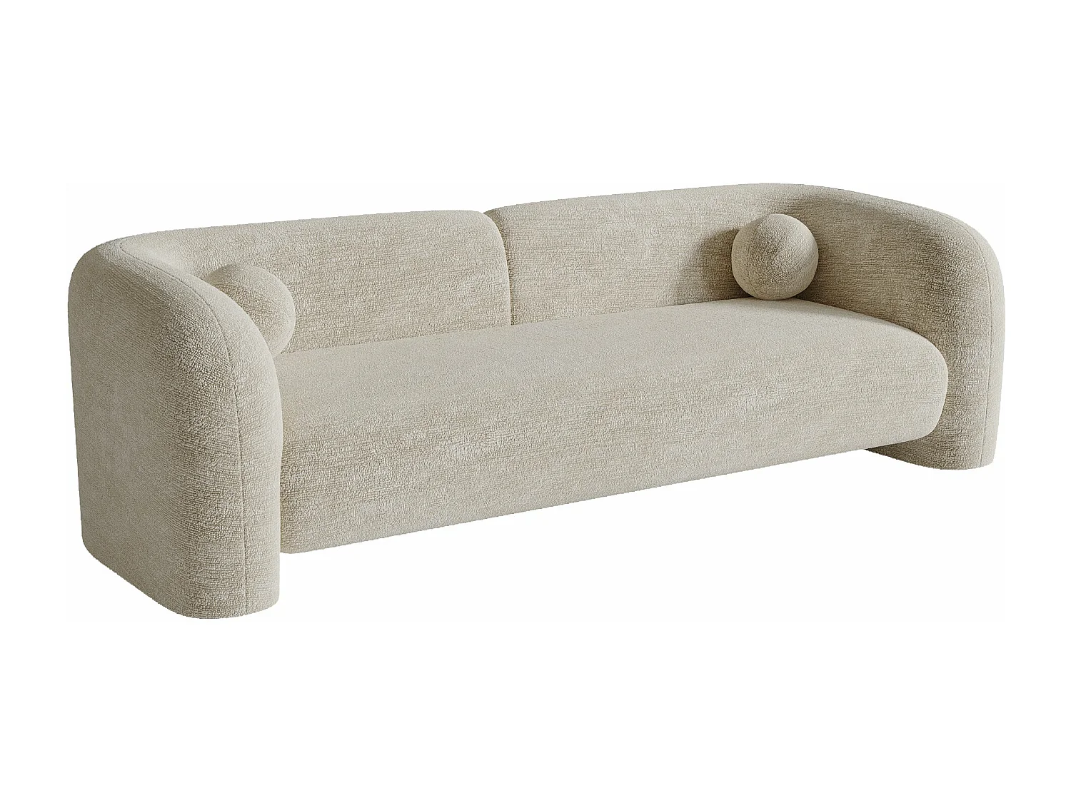 Canapé 3 places velours à motifs crème 226cm  NOLA