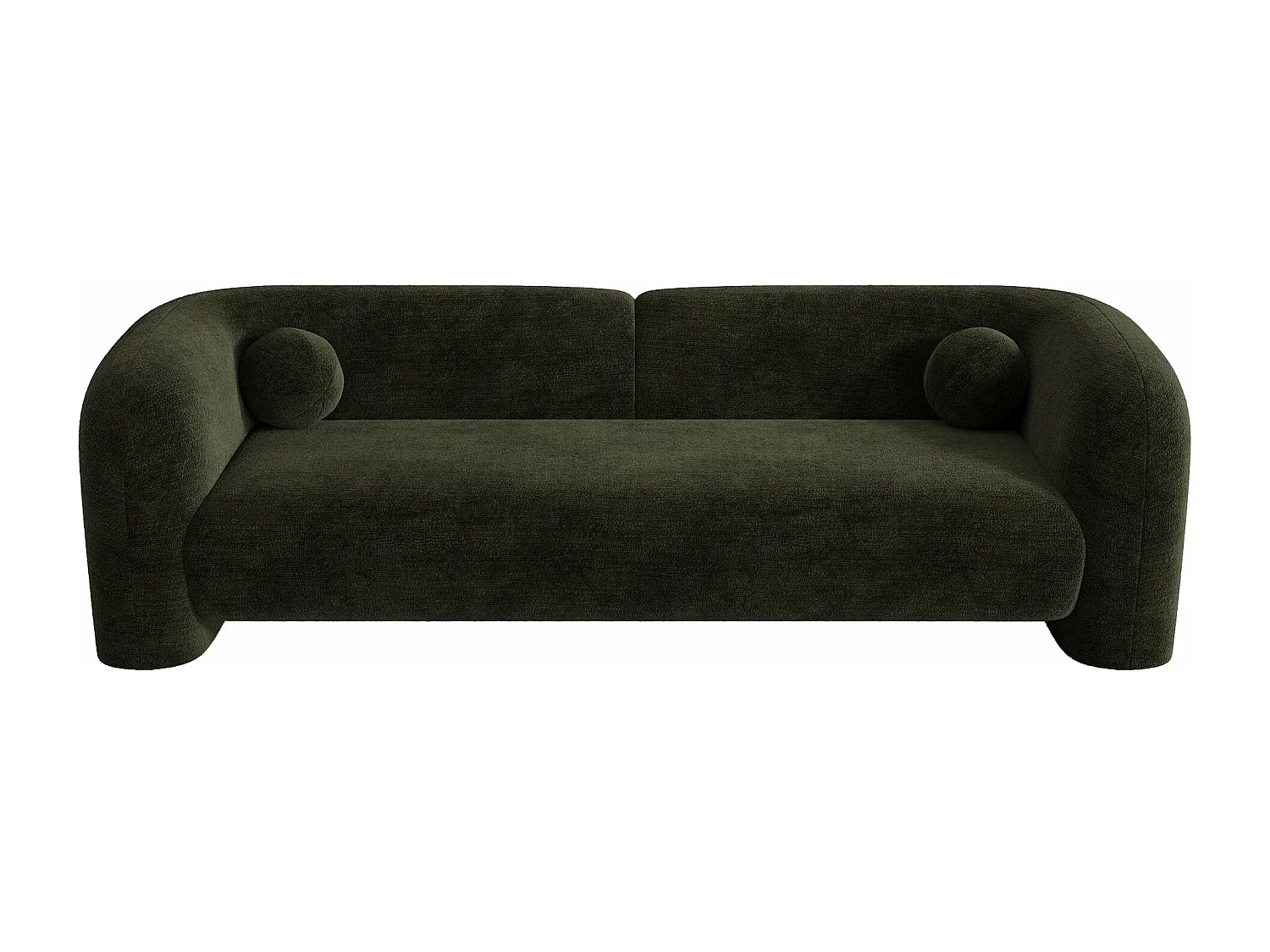 Canapé 3 places velours à motifs kaki 226cm NOLA