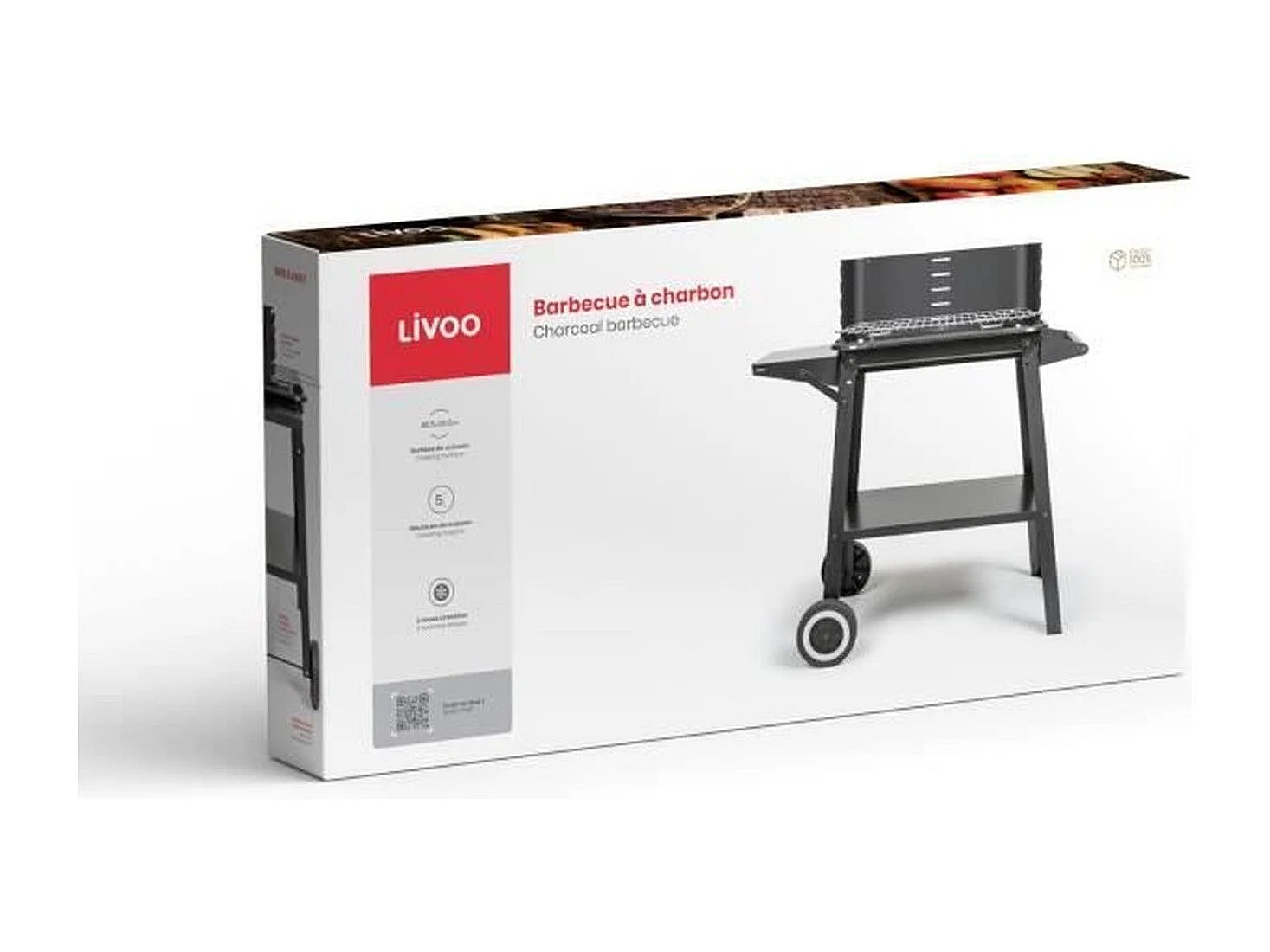 Livoo Barbecue à charbon 48.5 x 28.8cm - DOC328