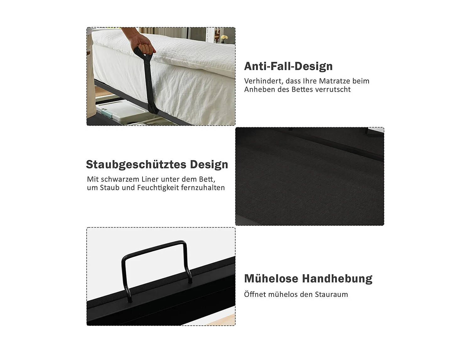 Lit coffre 180x200 avec tête de lit LED et fonction de recharge USB C avec sommier à lattes Sans matelas Coton Beige