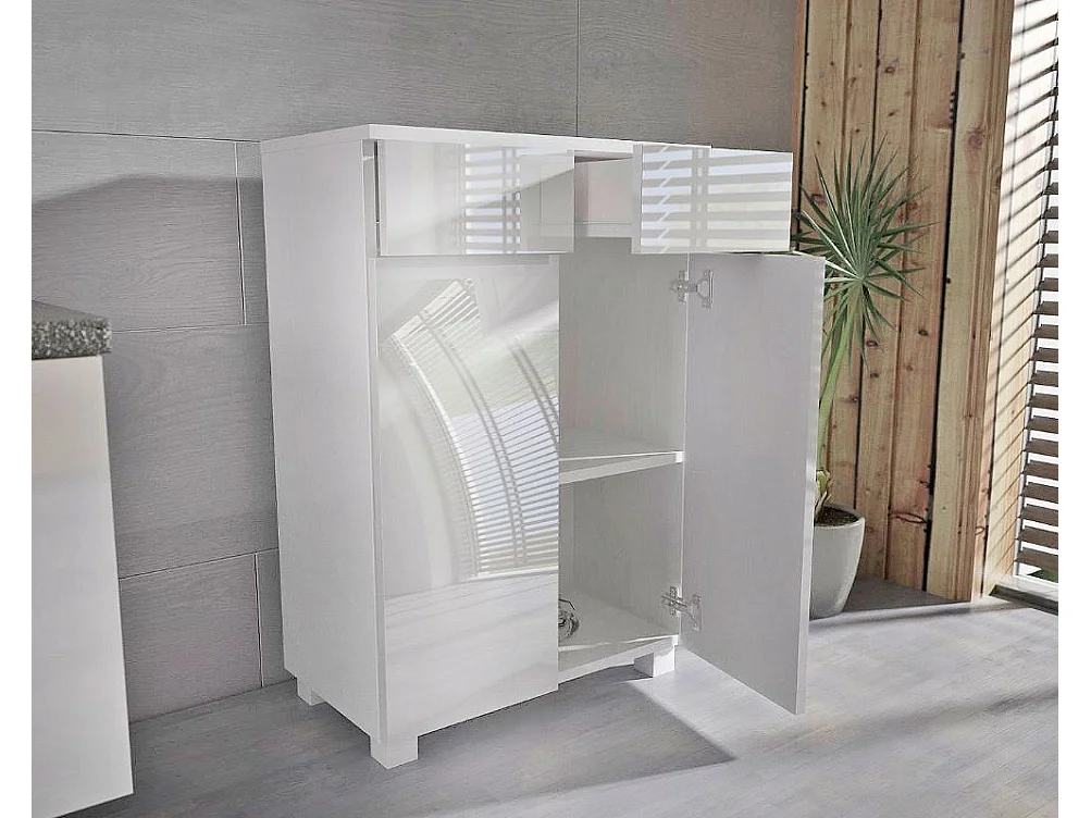 LAVEO 60 CM - Meuble salle de bain en BLANC laqué à accrocher ou poser