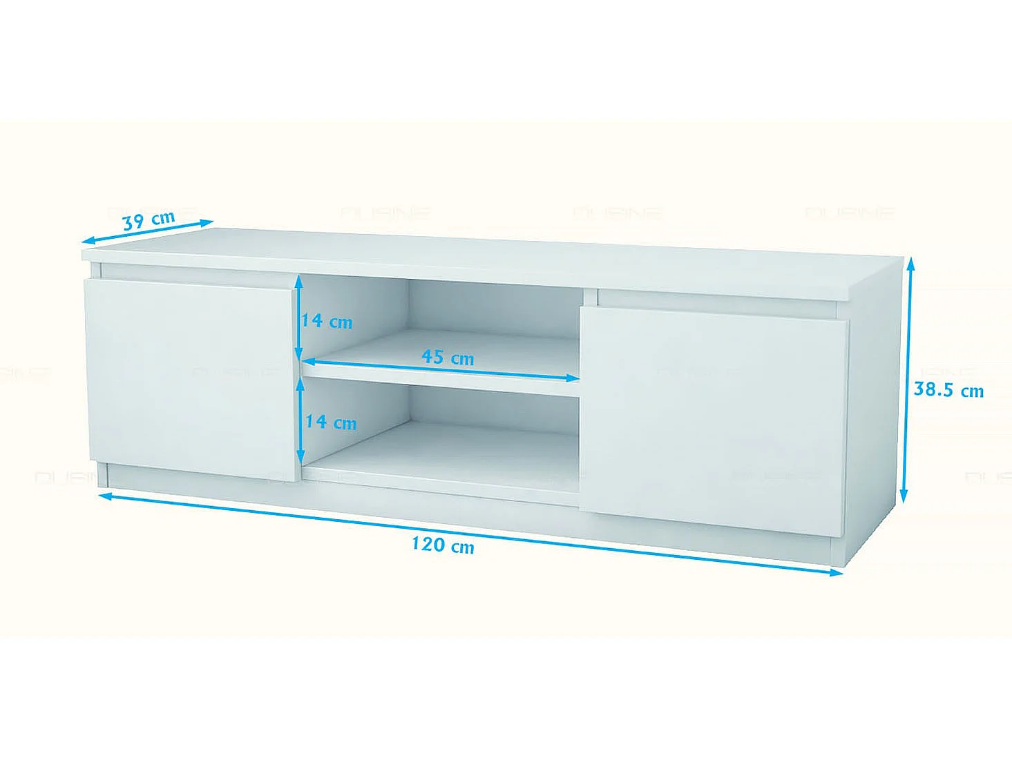 Meuble TV Helil deux portes 120 CM blanc MAT en 18 MM