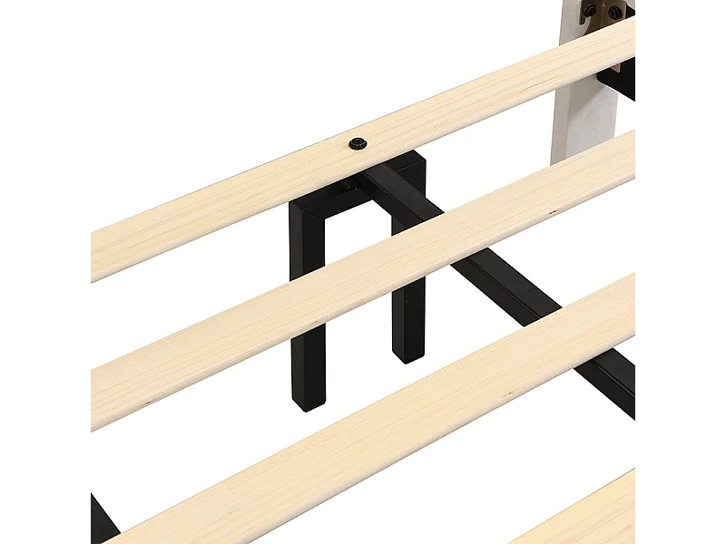 Lit enfant 90 x 200 cm Pieds en métal Tête de lit incurvée Sans matelas Velours Beige