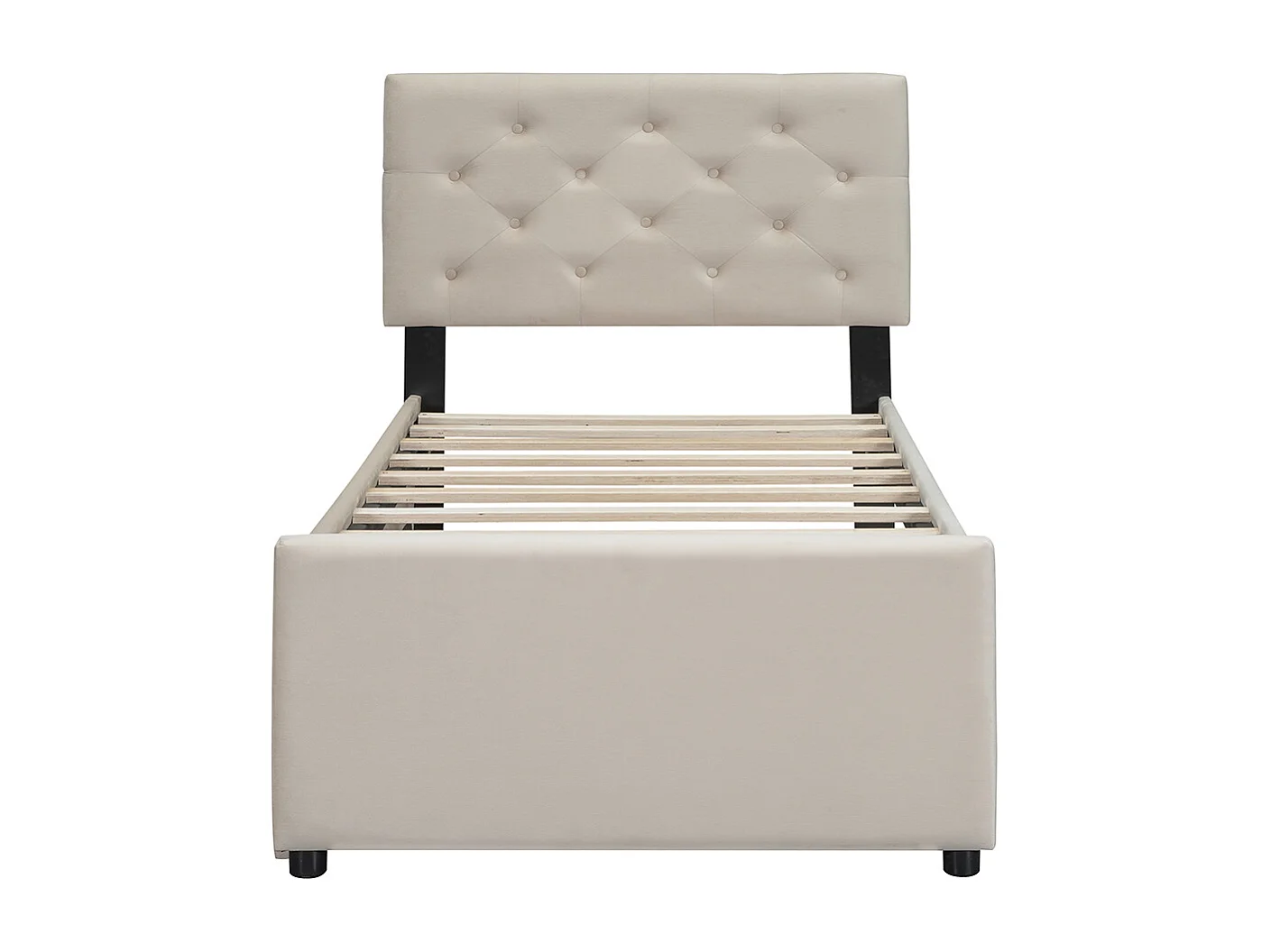 Lit enfant 90 x 200 cm avec balconnet Sans matelas Velours Beige