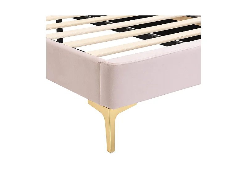 Lit enfant 90 x 200 cm Pieds en métal Tête de lit incurvée Sans matelas Rose velours