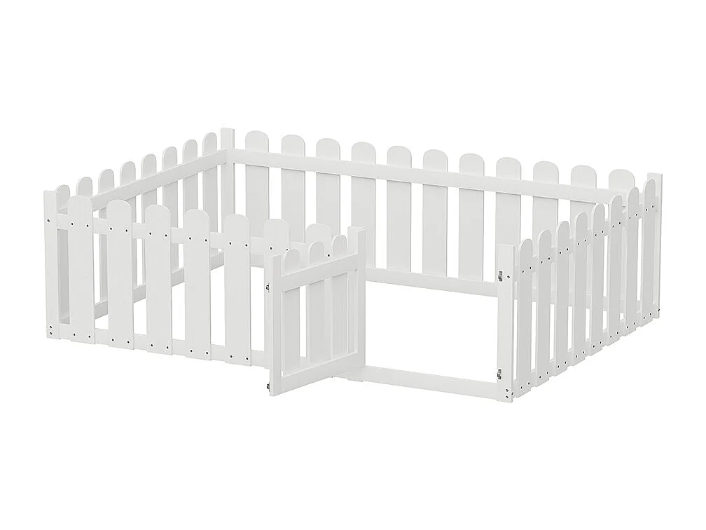 Lit enfant 140 x 200 cm cadre en bois avec bordure et porte Blanc