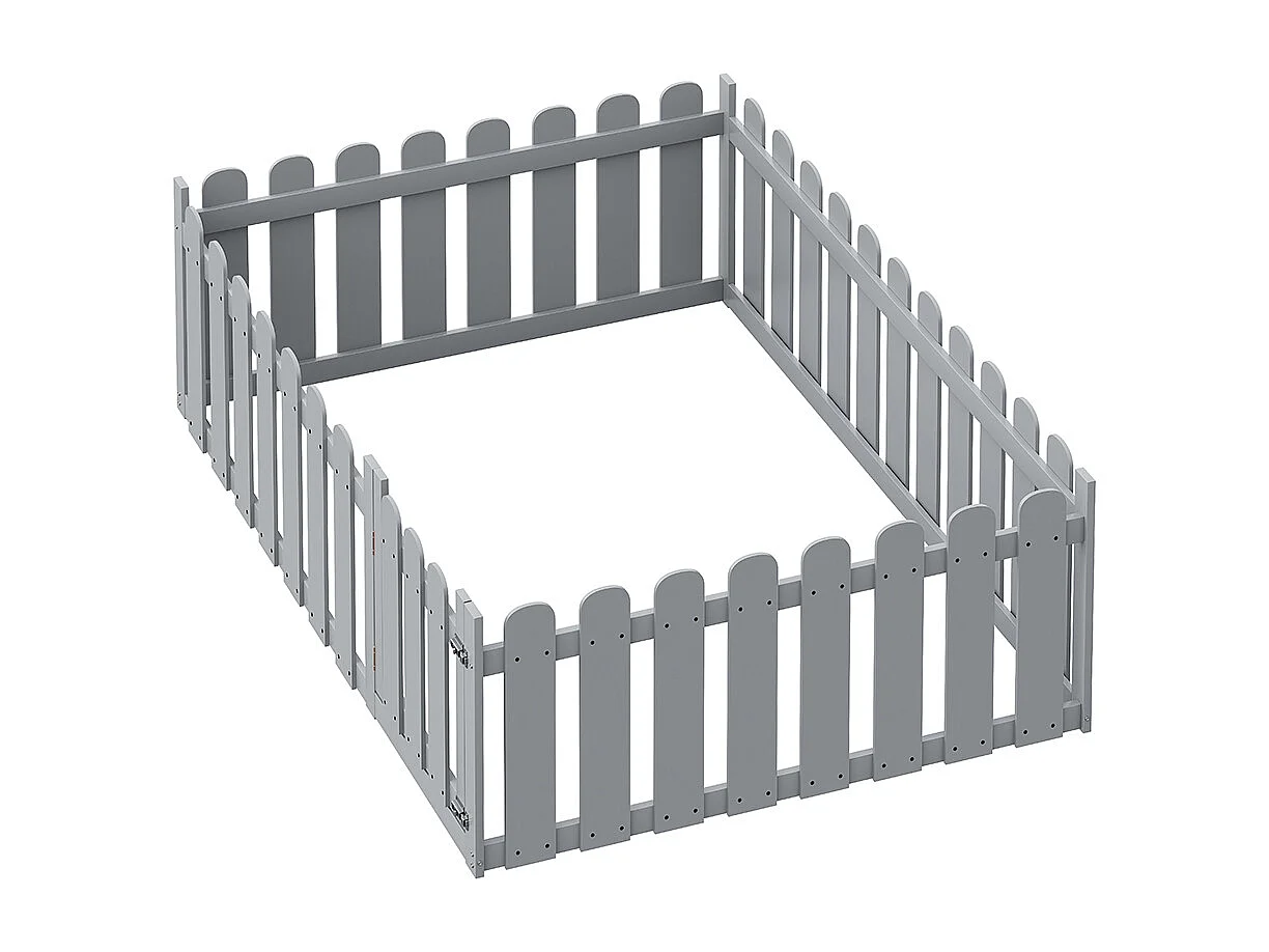 Lit enfant 140 x 200 cm cadre en bois avec bordure et porte Gris