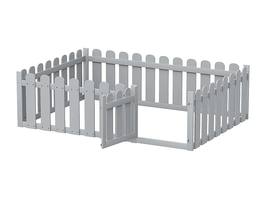 Lit enfant 140 x 200 cm cadre en bois avec bordure et porte Gris