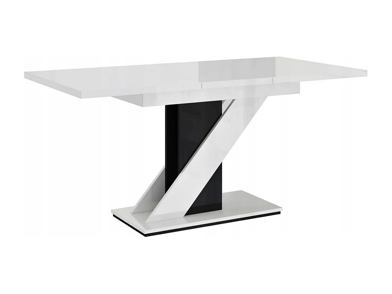 TABLE A MANGER EXTENSIBLE EVAN - BLANC LAQUE ET NOIR 120 - 160 CM