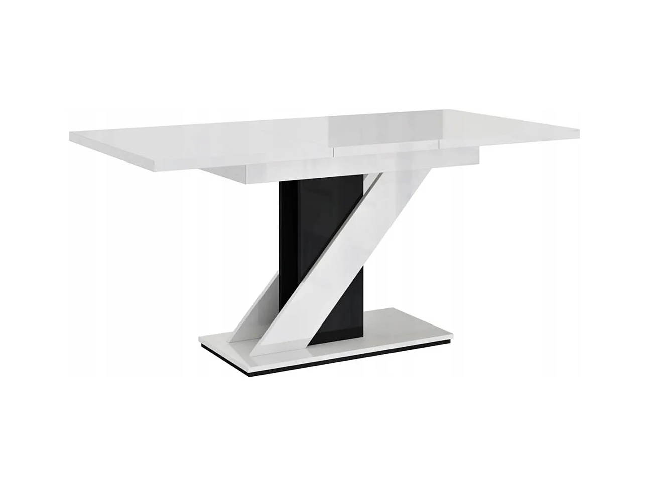 TABLE A MANGER EXTENSIBLE EVAN - BLANC LAQUE ET NOIR 120 - 160 CM