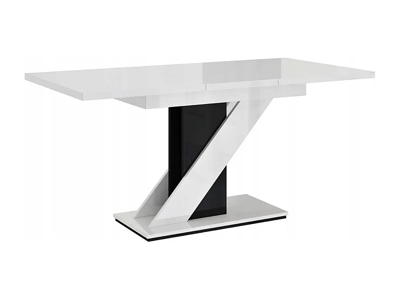 TABLE A MANGER EXTENSIBLE EVAN - BLANC LAQUE ET NOIR 120 - 160 CM