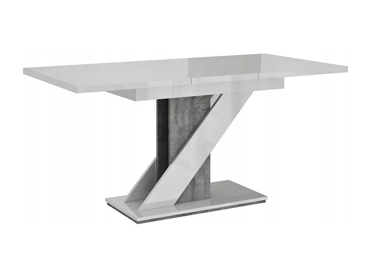 TABLE A MANGER EXTENSIBLE EVAN - BLANC LAQUE ET BETON 120 - 160 CM