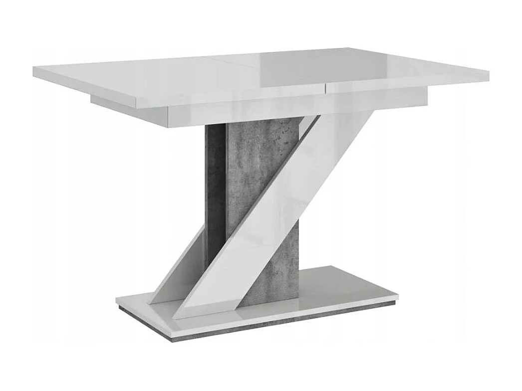 TABLE A MANGER EXTENSIBLE EVAN - BLANC LAQUE ET BETON 120 - 160 CM