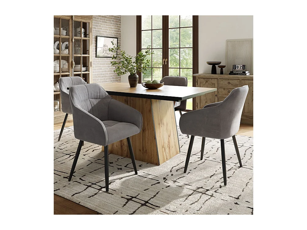 Table de salle à manger pour 4-6 personnes Table de cuisine moderne en bois table de bistrot non amovible Marron clair