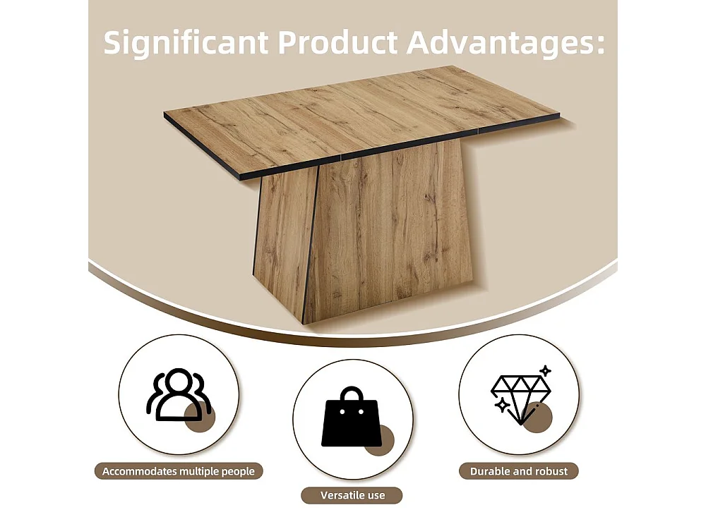 Table de salle à manger pour 4-6 personnes Table de cuisine moderne en bois table de bistrot non amovible Marron clair