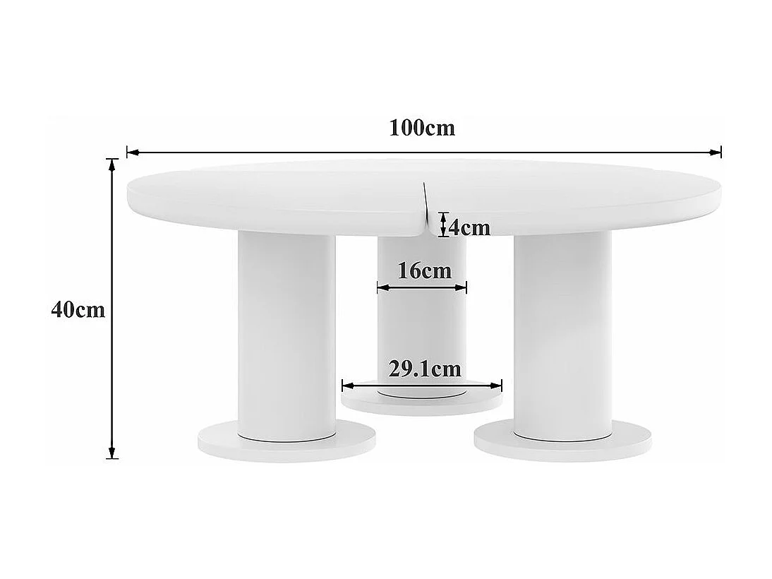 Table basse ronde MDF laqué pieds PVC Blanc