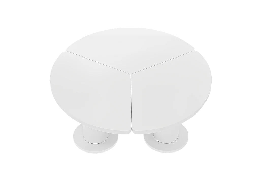 Table basse ronde MDF laqué pieds PVC Blanc