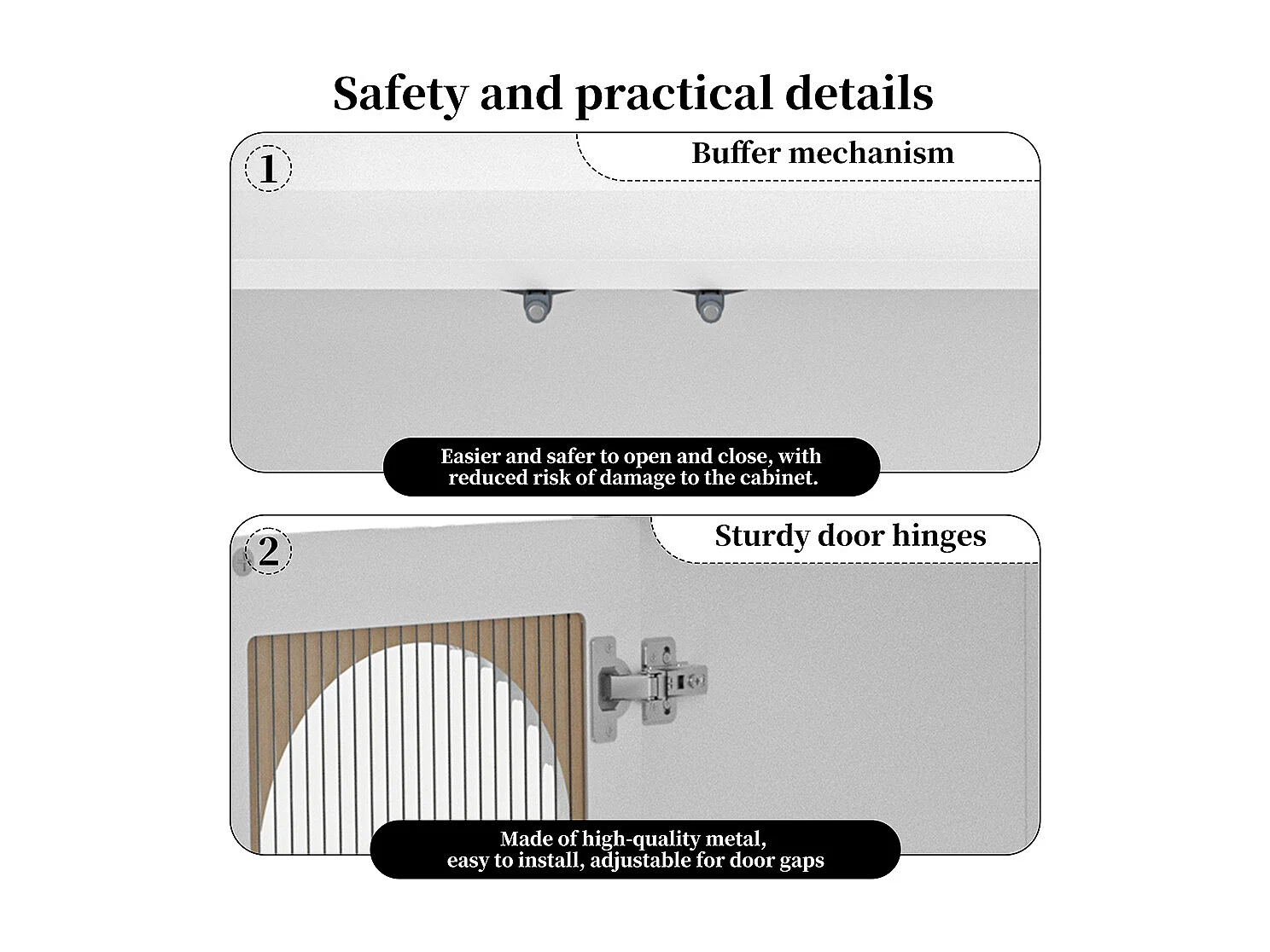 Buffet Meuble de rangement avec portes vitrées LED pour cuisine salon Blanc