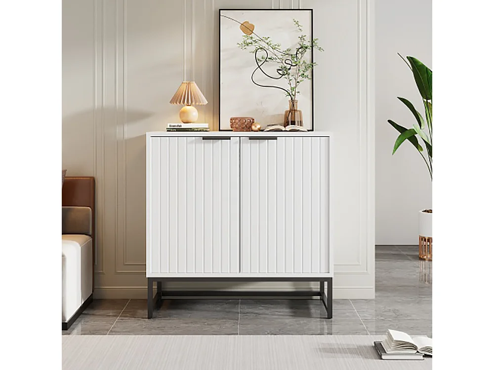 Commode Buffet avec 2 portes en forme de vide blanc