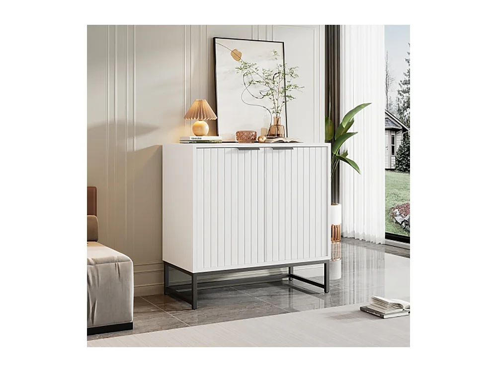 Commode Buffet avec 2 portes en forme de vide blanc