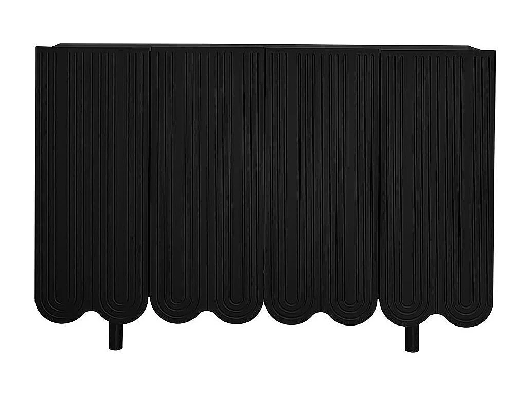 Sideboard Buffet en forme de goutte avec portes moulées et charnière tampon Noir