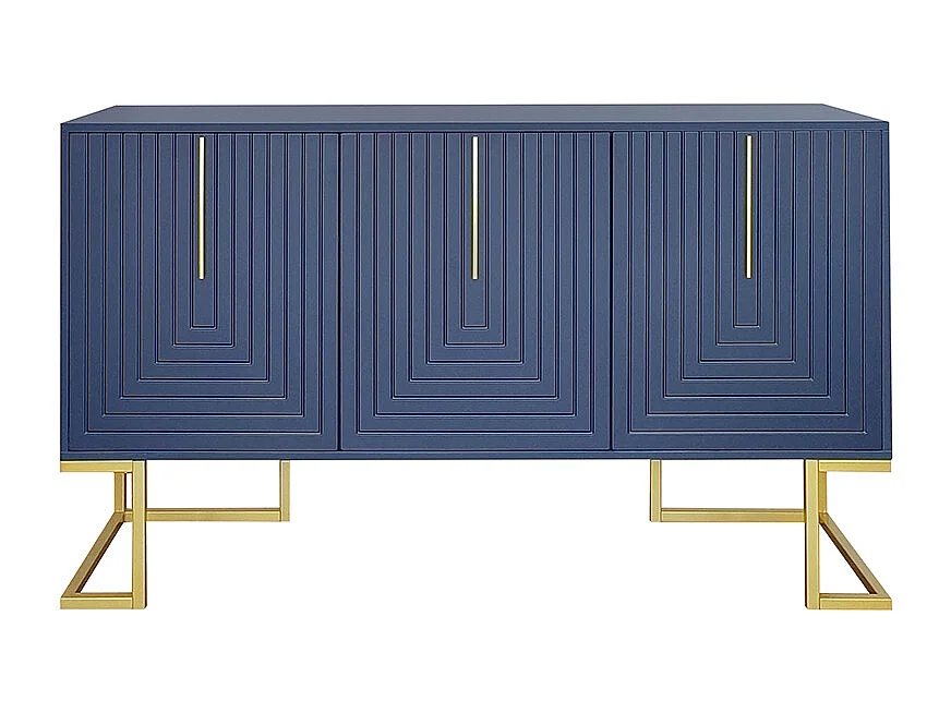 Dressoirs d'entrée Buffet de salle à manger à trois portes avec étagères réglables bleu