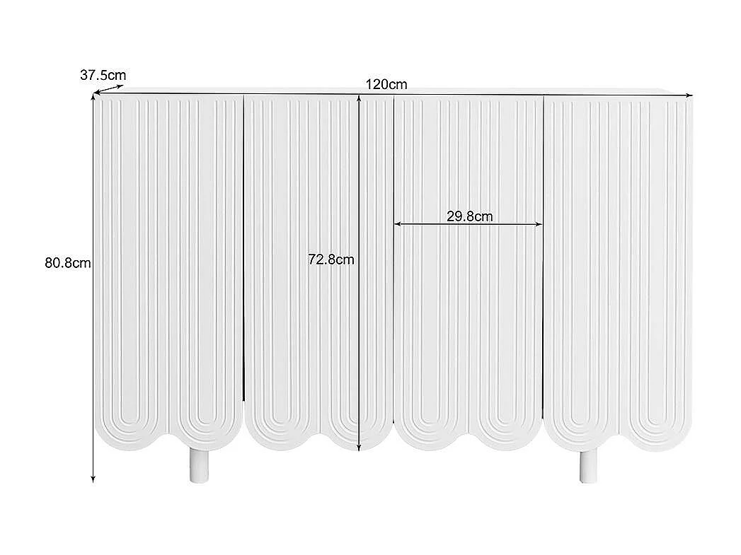 Sideboard Buffet en forme de goutte avec portes moulées et charnière tampon Blanc