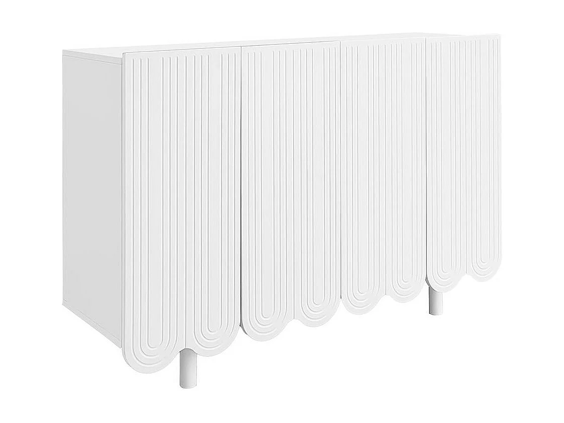 Sideboard Buffet en forme de goutte avec portes moulées et charnière tampon Blanc