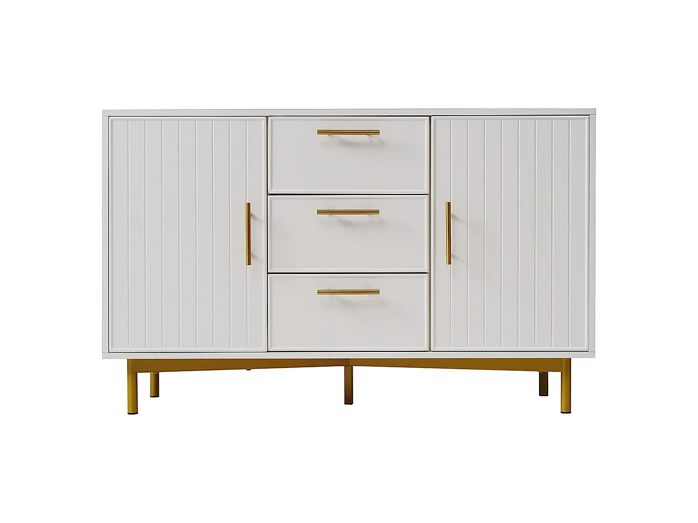 Commode Armoire 2 portes 3 tiroirs avec portes et tiroirs 120x40x75cm blanc