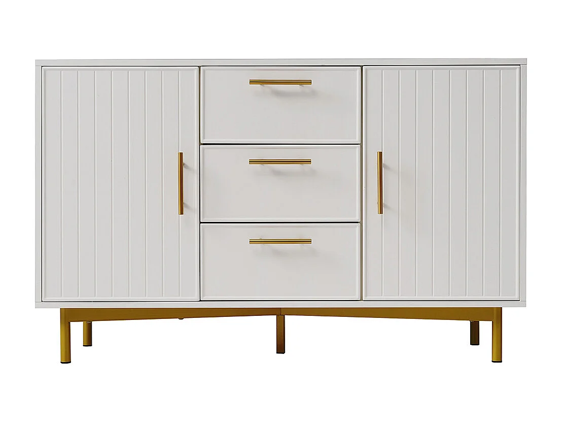 Commode Armoire 2 portes 3 tiroirs avec portes et tiroirs 120x40x75cm blanc