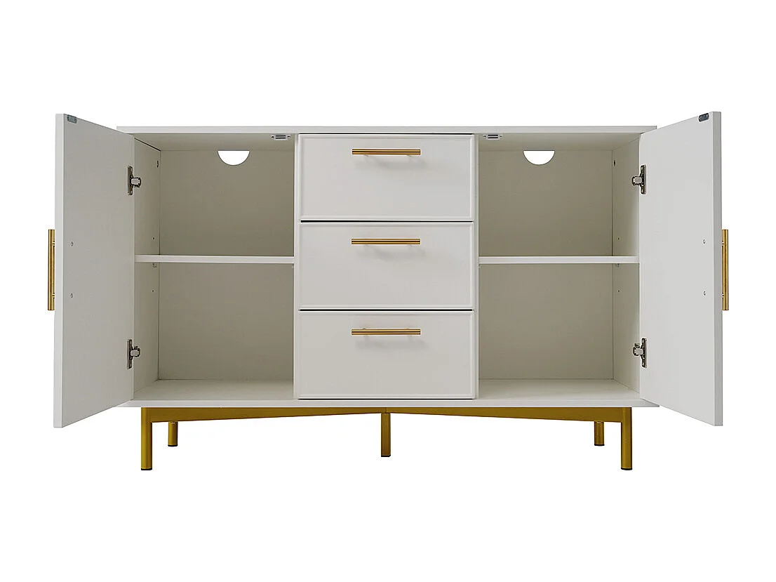 Commode Armoire 2 portes 3 tiroirs avec portes et tiroirs 120x40x75cm blanc