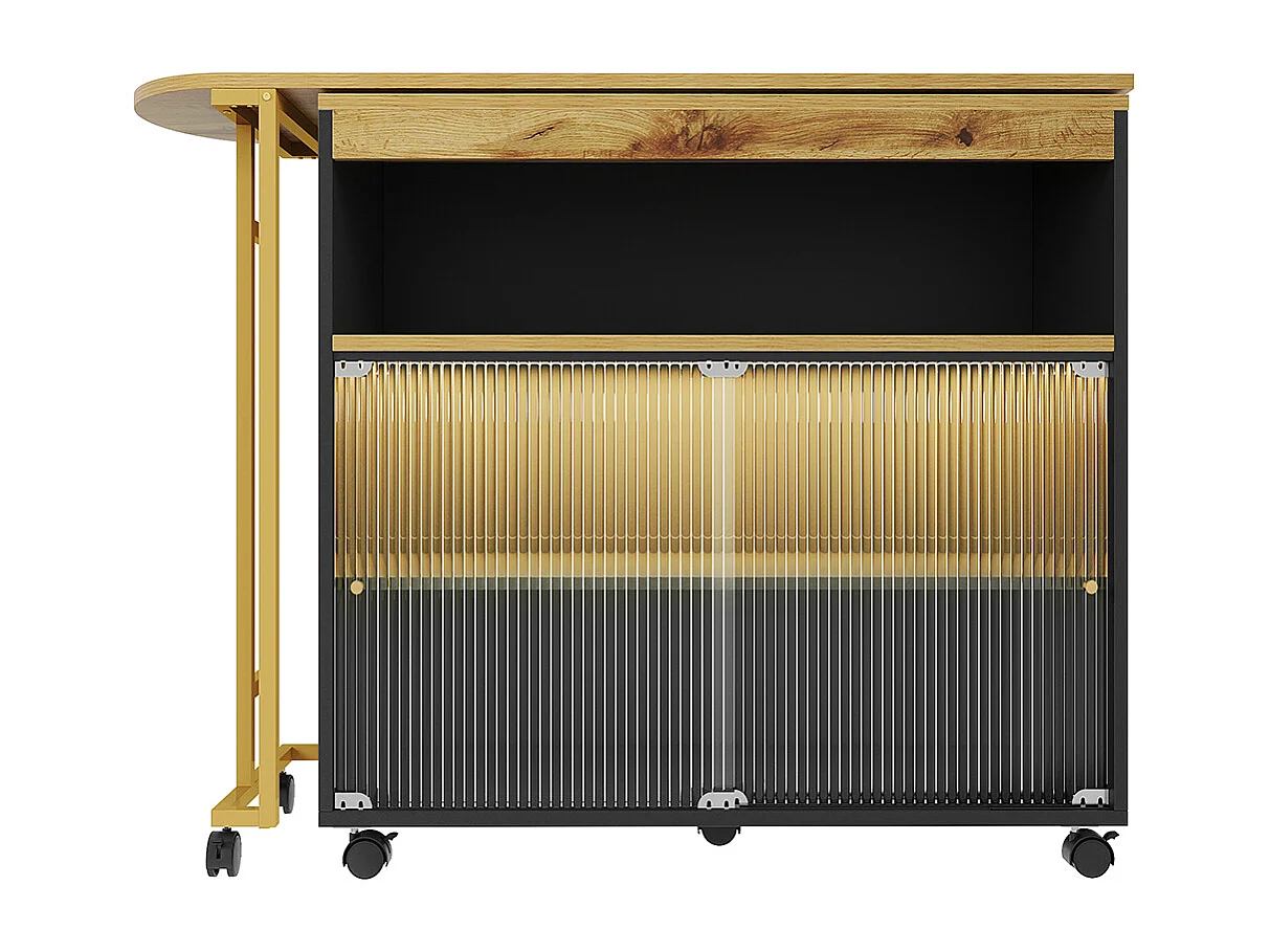 Buffet table de bar mobile moderne avec LED Noir