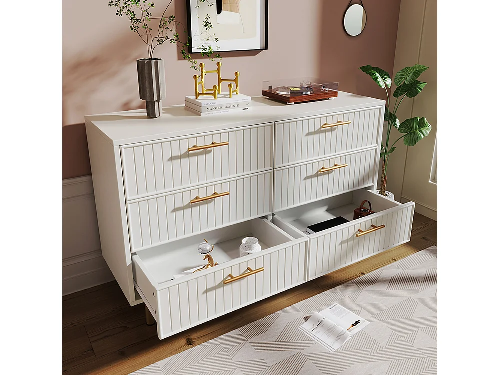 Commode avec 6 tiroirs 120x75x40 cm blanc