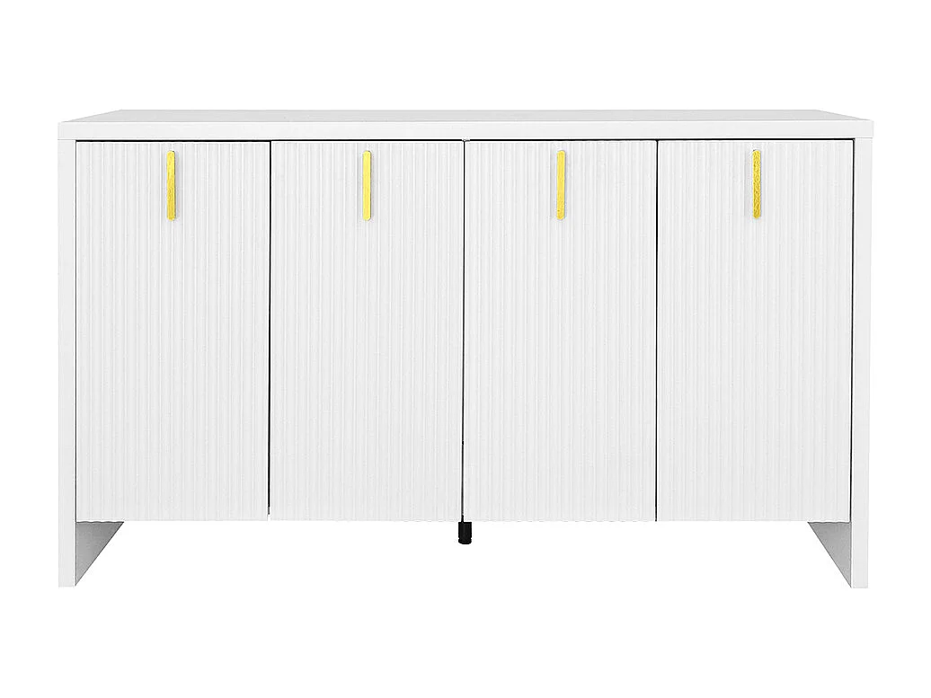 Dressoir Buffet poignées dorées et séparations réglables blanc