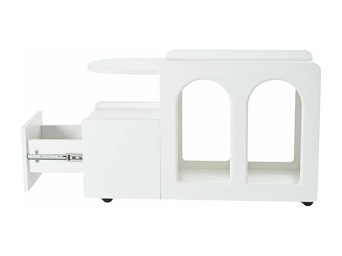 Buffet avec roulettes chariot de rangement polyvalent design simple arcs arrondis Blanc