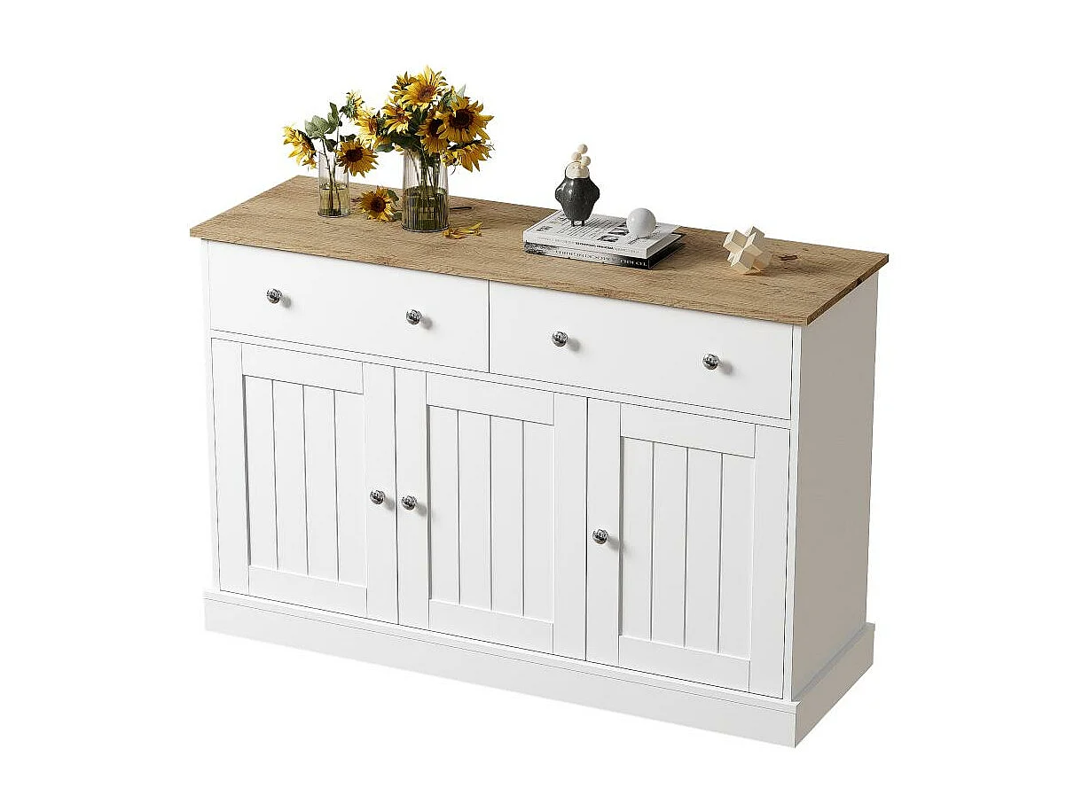 Sideboard Armoire de salon avec texture gravée mécanisme push-to-open beaucoup d'espace de rangement