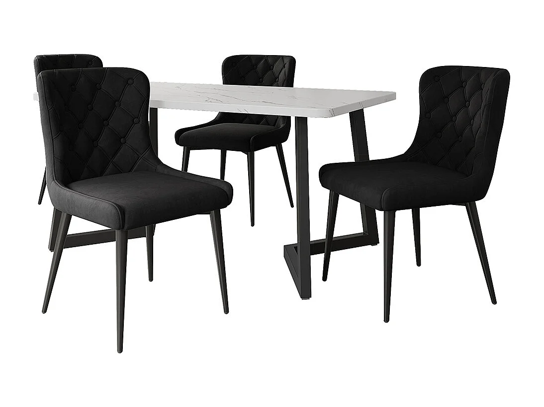 Ensemble de salle à manger Table 117x68cm avec 4 chaises pieds de chaise en fer noir Chaise noir