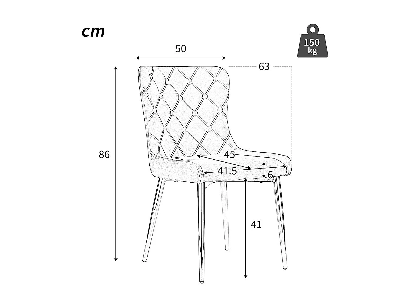 Ensemble de salle à manger Table 117x68cm avec 4 chaises pieds de chaise en fer noir Chaise noir