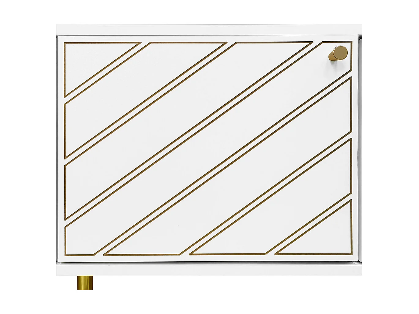 Meuble TV poignées pieds métal doré quatre portes styles d'intérieur Blanc