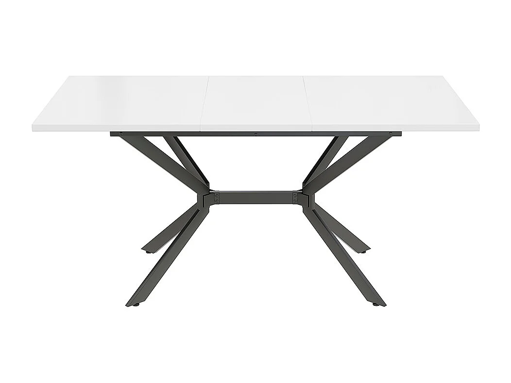 Table de salle à manger à rallonge  pieds en métal noir table rectangulaire blanche pour quatre à six personnes Blanc